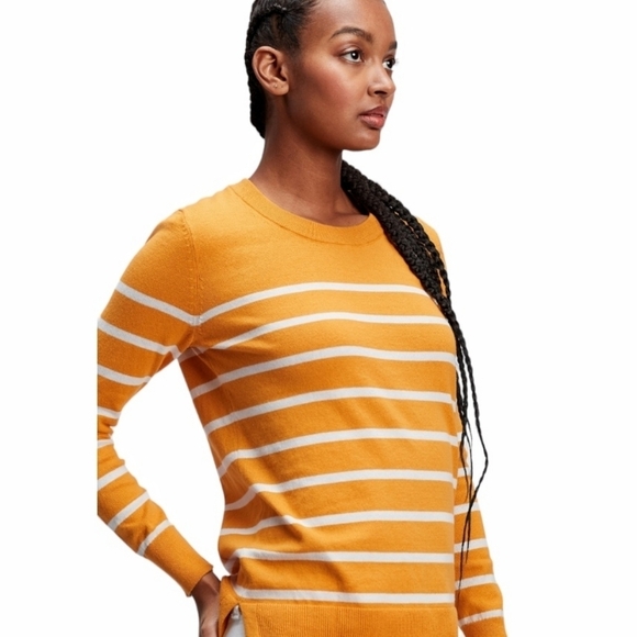 Gap - Striped Mustard Yellow Crewneck Sweater - Picture 1 of 16